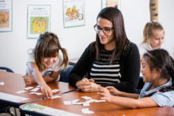 teacher with students