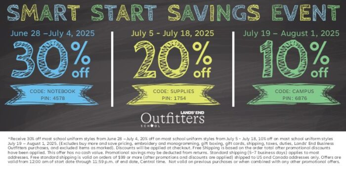Lands' End School Uniform Savings Event